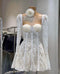 Vintage Deep Neckline Body-con Flare Mini Dress